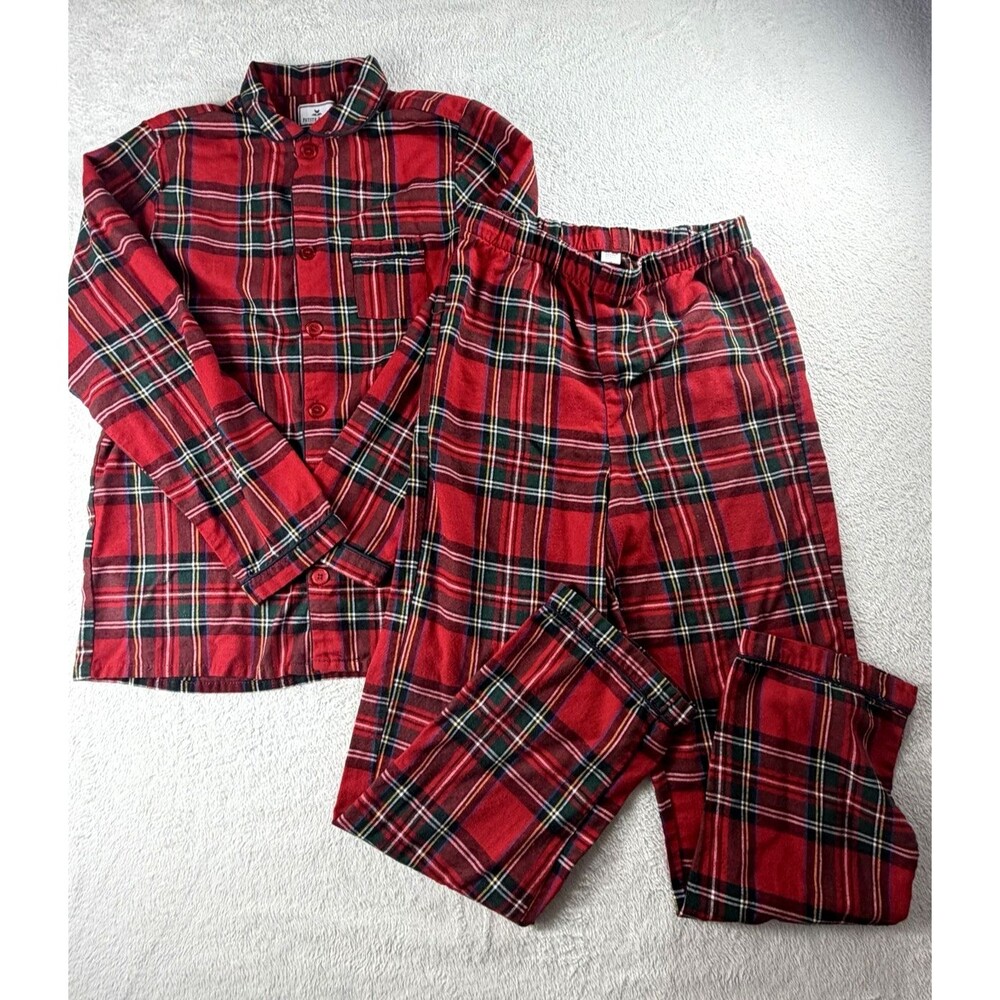 Petite Plume Kid's Brushed Twill Pajama Set in Imperial Tartan Size 14 Youth